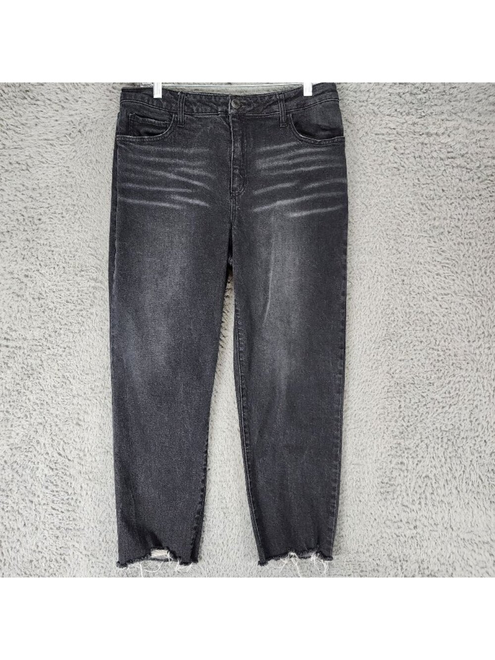 SO Jeans Womens 13 Black Stretch Denim Cropped Frayed Hem Straight